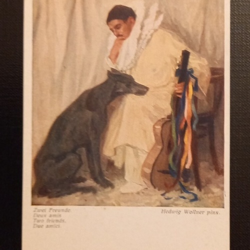 Künstlerkarte Hedwig Wollner Zwei Freunde 650213 Ga E