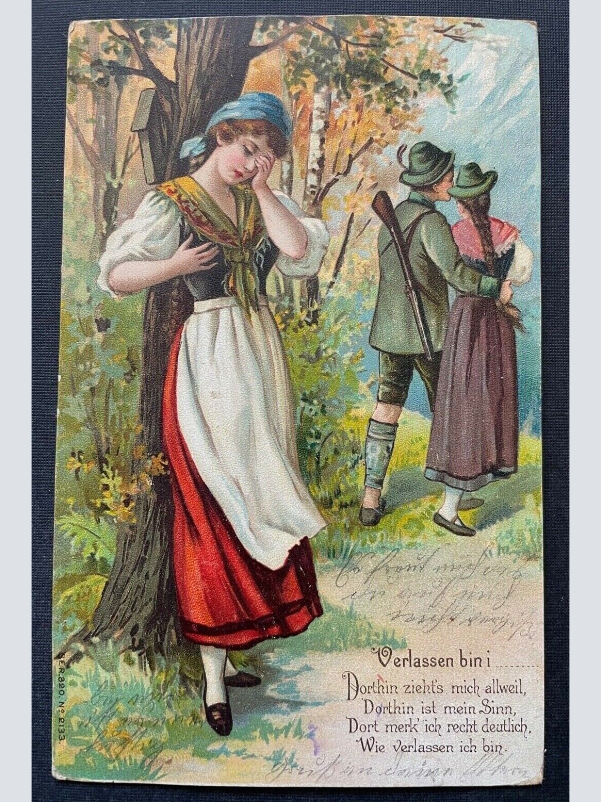 Verlassen bin i Gedicht Mann Frau Paar Trennung Liebe Kleid Tracht 400343 TH A