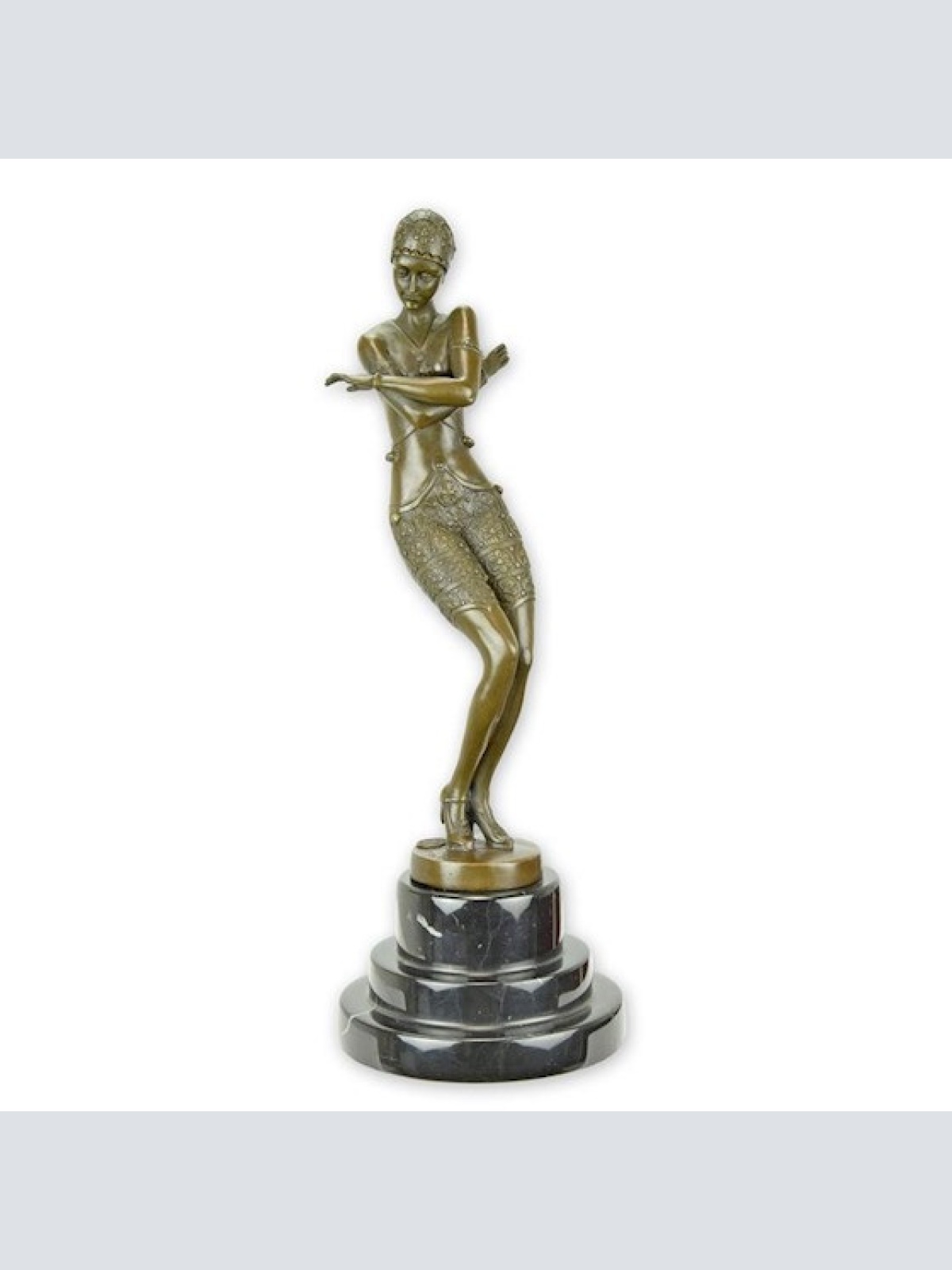 Bronze Skulptur auf Marmor Block Schüchterne Tänzerin H 37,6 L 13 NLBJ-27