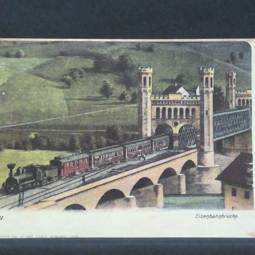 Passau Eisenbahnbrücke Gemälde JW 402943 F