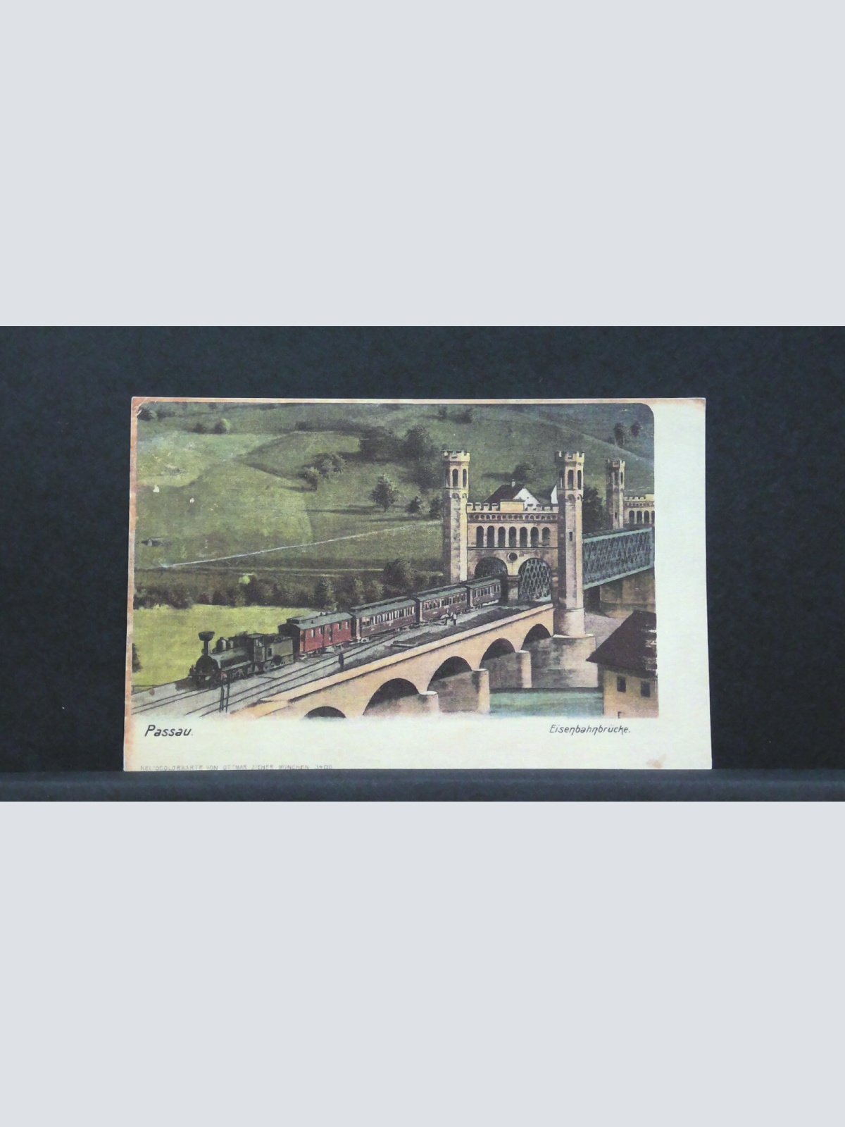 Passau Eisenbahnbrücke Gemälde JW 402943 F