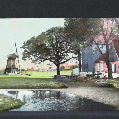 Windmühle Fluss Kühe Haus JW 402950 F