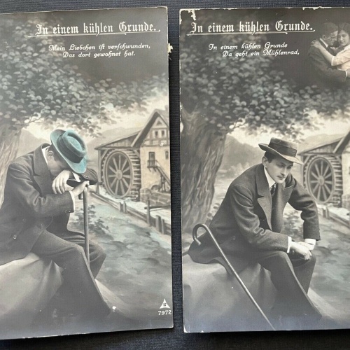 2er Set In einem kühlen Grunde Mühlenrad Mann Anzug Hut Bart Baum 410794 TH F