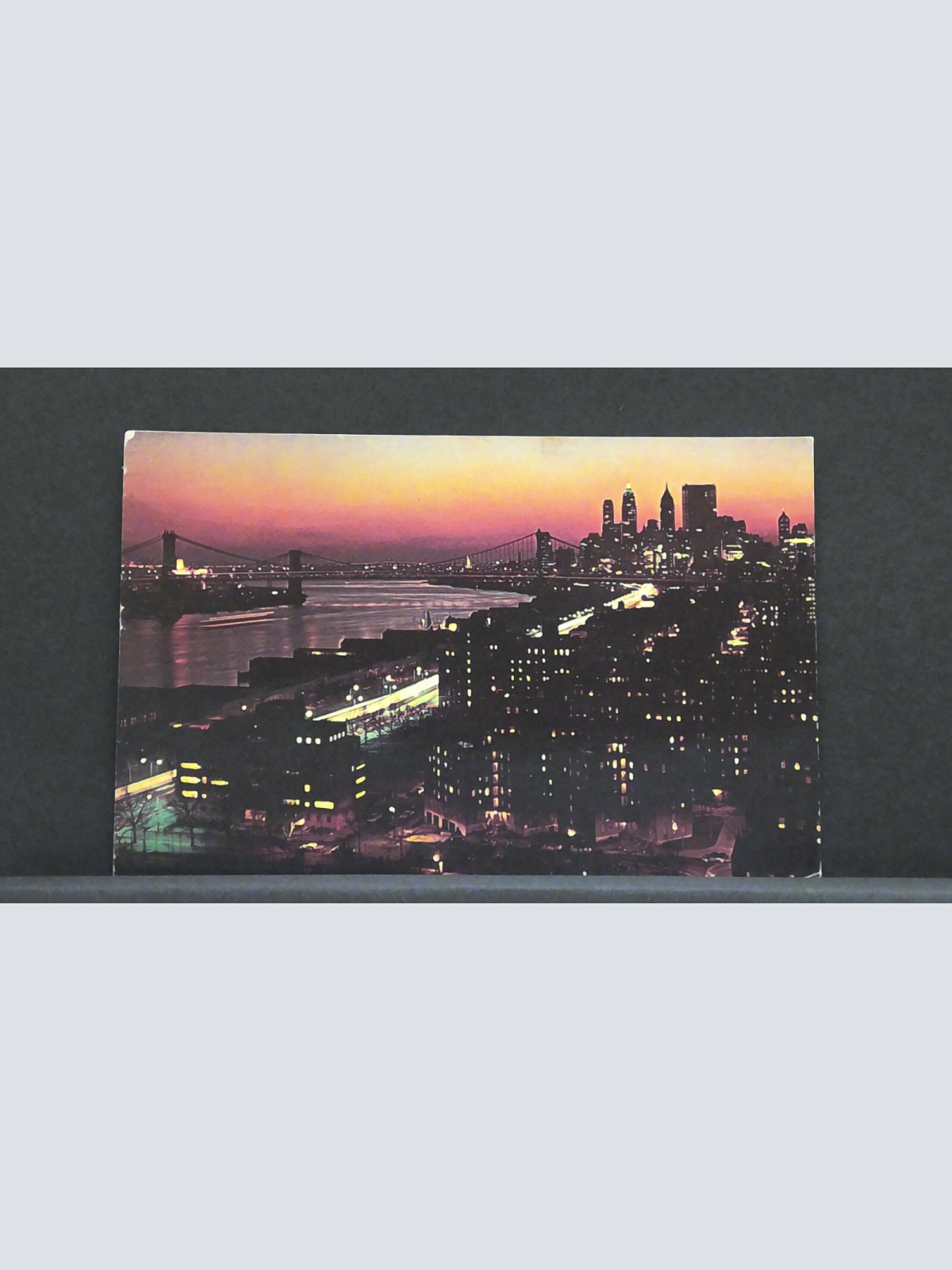 New York City by Night Manhattan Brooklyn Bridges East River JW 401212 F