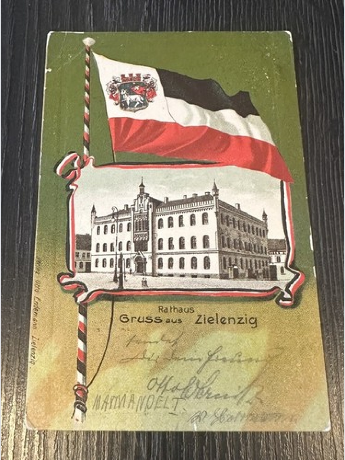 Gruss aus Zielenzig Rathaus Flagge Sulęcin Lebus Polen 75351