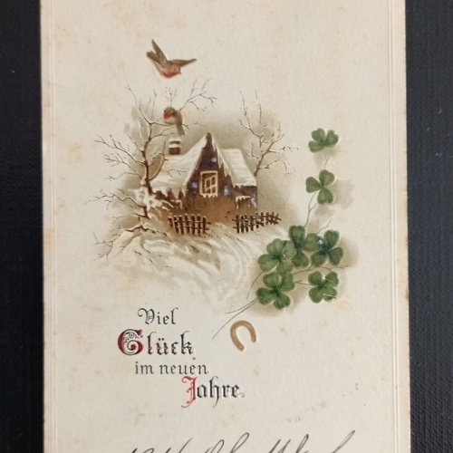 Glückwunschkarte Haus 2 Vögel Klee Schnee 5511 H