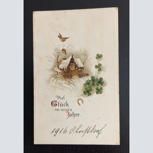 Glückwunschkarte Haus 2 Vögel Klee Schnee 5511 H