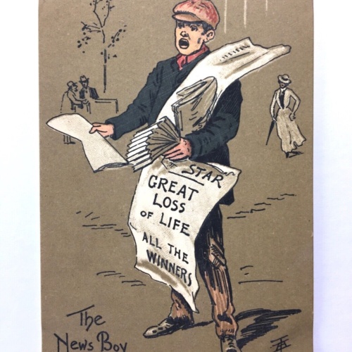 The News Boy - Der Zeitungsverkäufer - Künstlerkarte 40272 TH