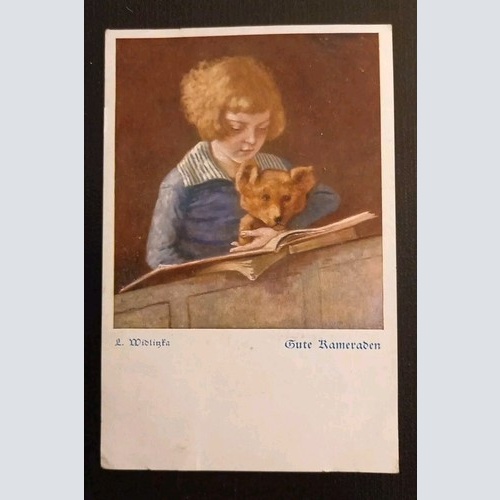 Künstlerkarte Mädchen Mit Tier Gute Kameraden 600619A Gr