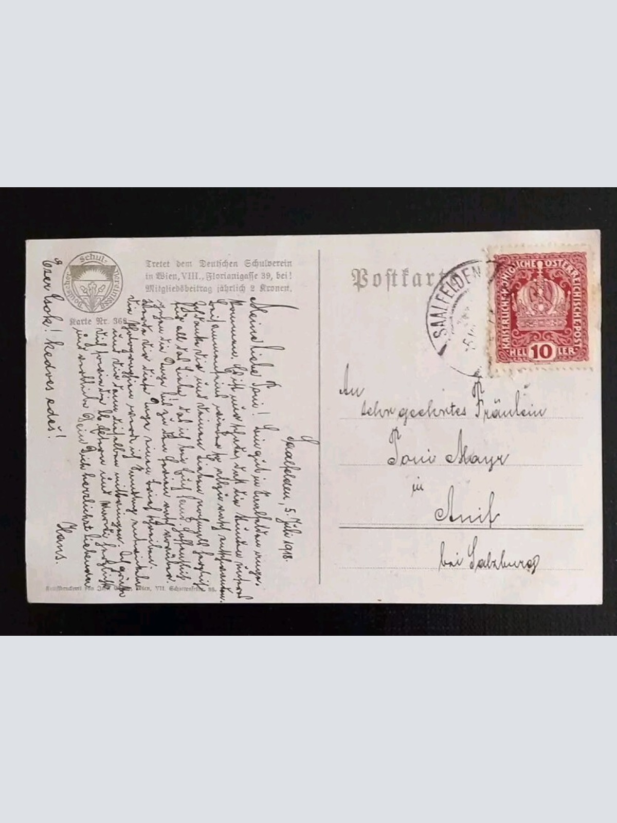 Künstlerkarte Deutscher Schulverein Nr.368 600571A Gr