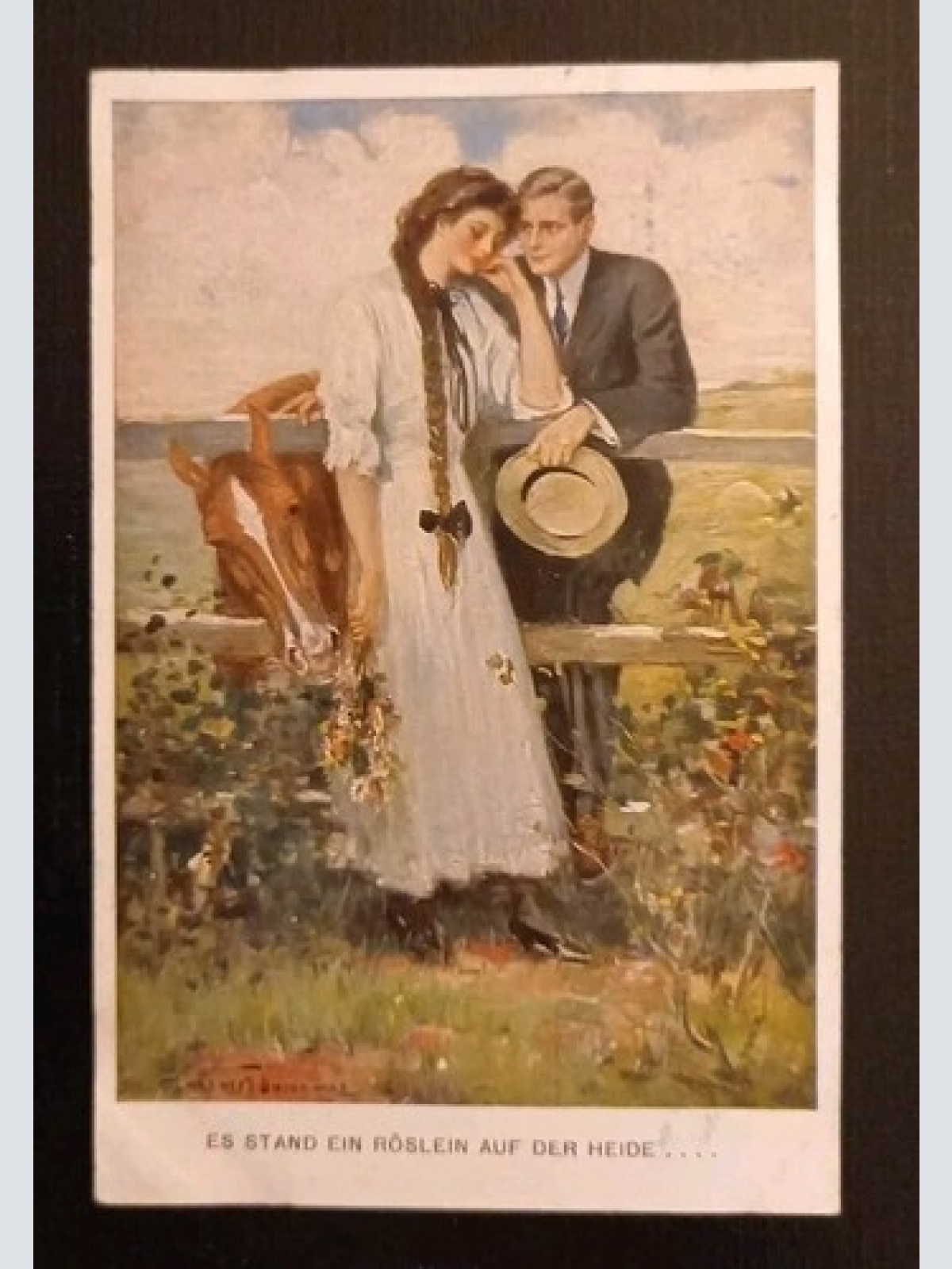 Künstlerkarte Es Stand Ein Röslein Auf Der Heide 600576A Gr