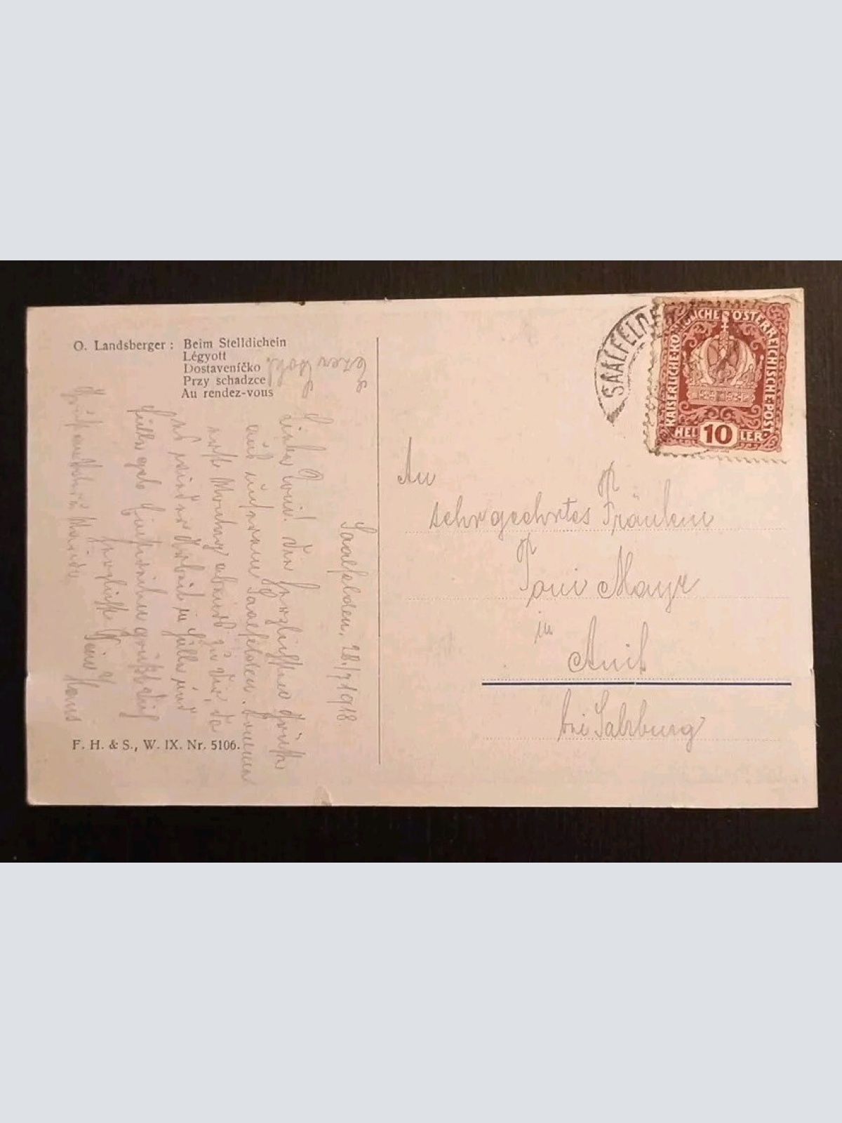 Künstlerkarte Beim Stelldichein Pärchen 600577A Gr