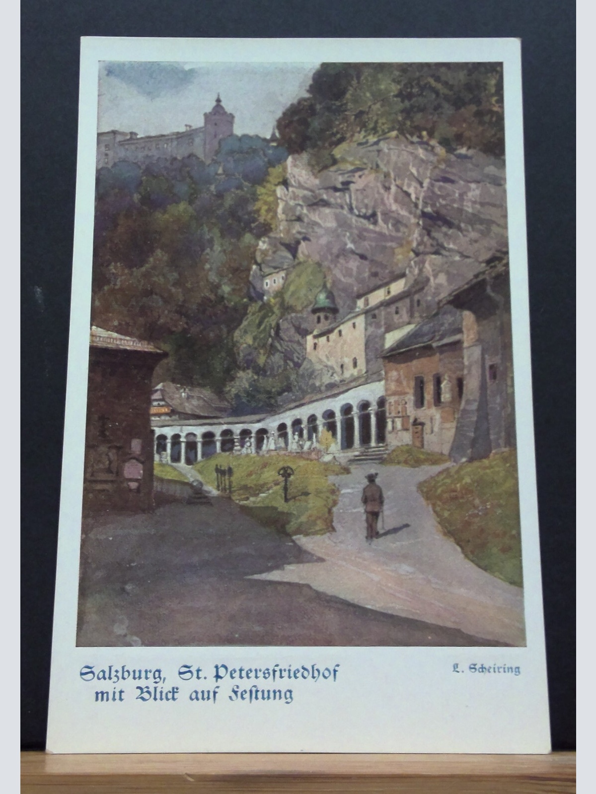 Salzburg St Petersfriedhof mit Blick auf die Festung Gemälde JW 650305 C