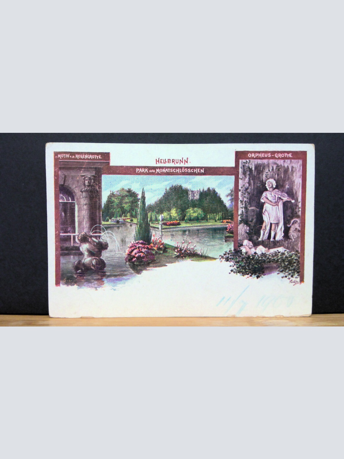 Salzburg Hellbrunn Park mit Monatschlösschen Gemälde JW 650107 C