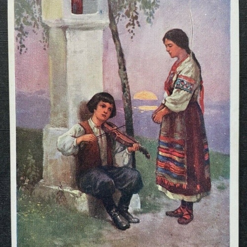 Malerei Herzensklänge K.Szczawinski Musiker Geige Frau Bildstock Sonne 400289 A