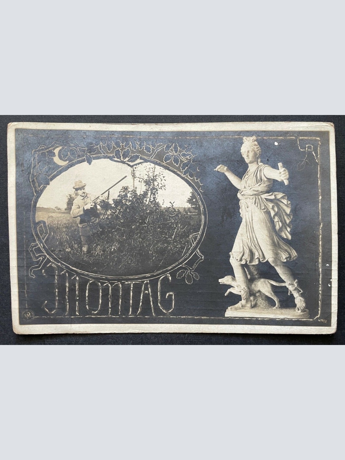 Montag Jäger Jagd Gewehr Hut Wald Statue Artemis Göttin Hund 400263 TH A