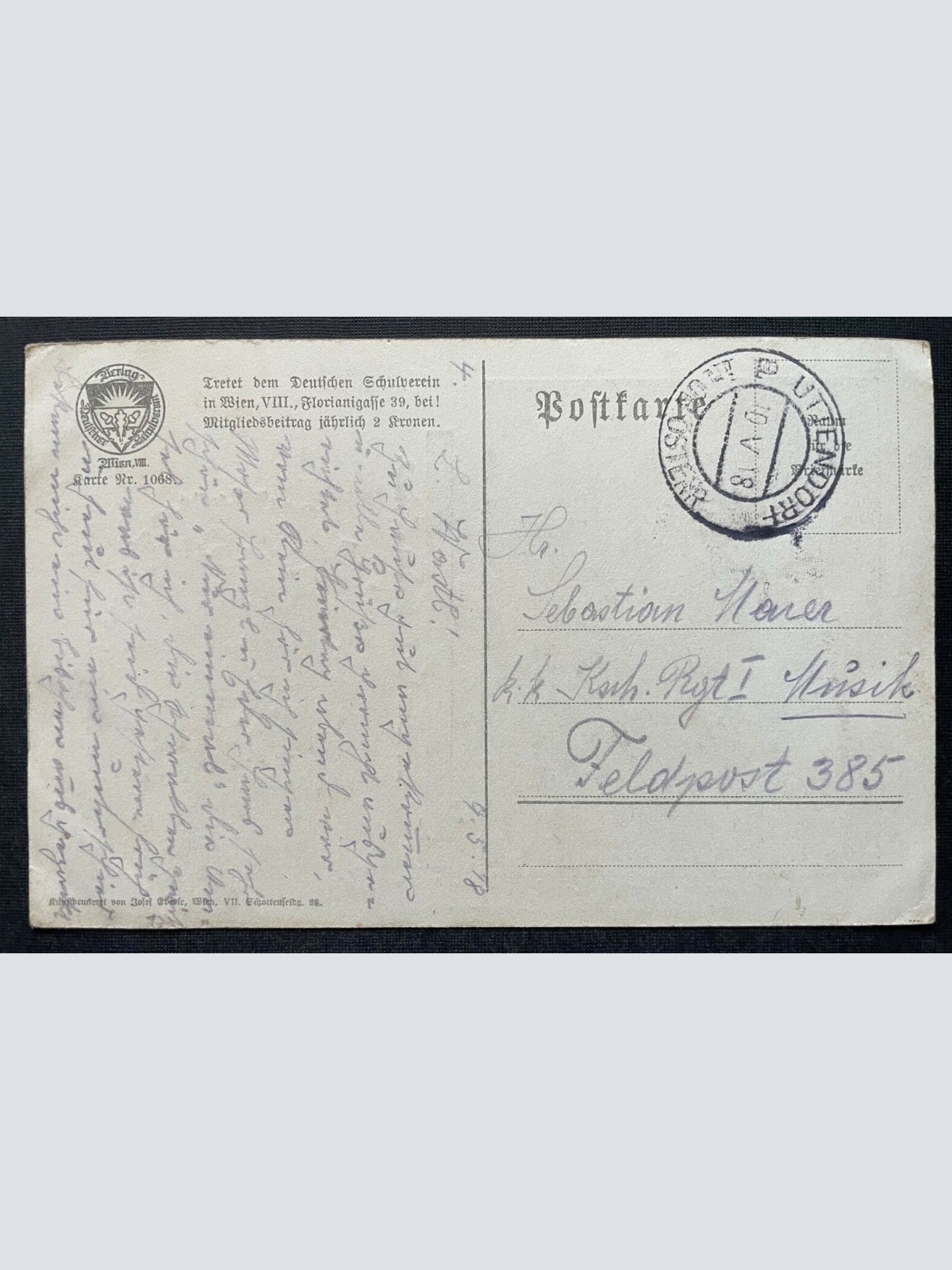 Deutscher Schulverein Noten Lied Unter Linde Paar Mann Frau Krug 400290 TH