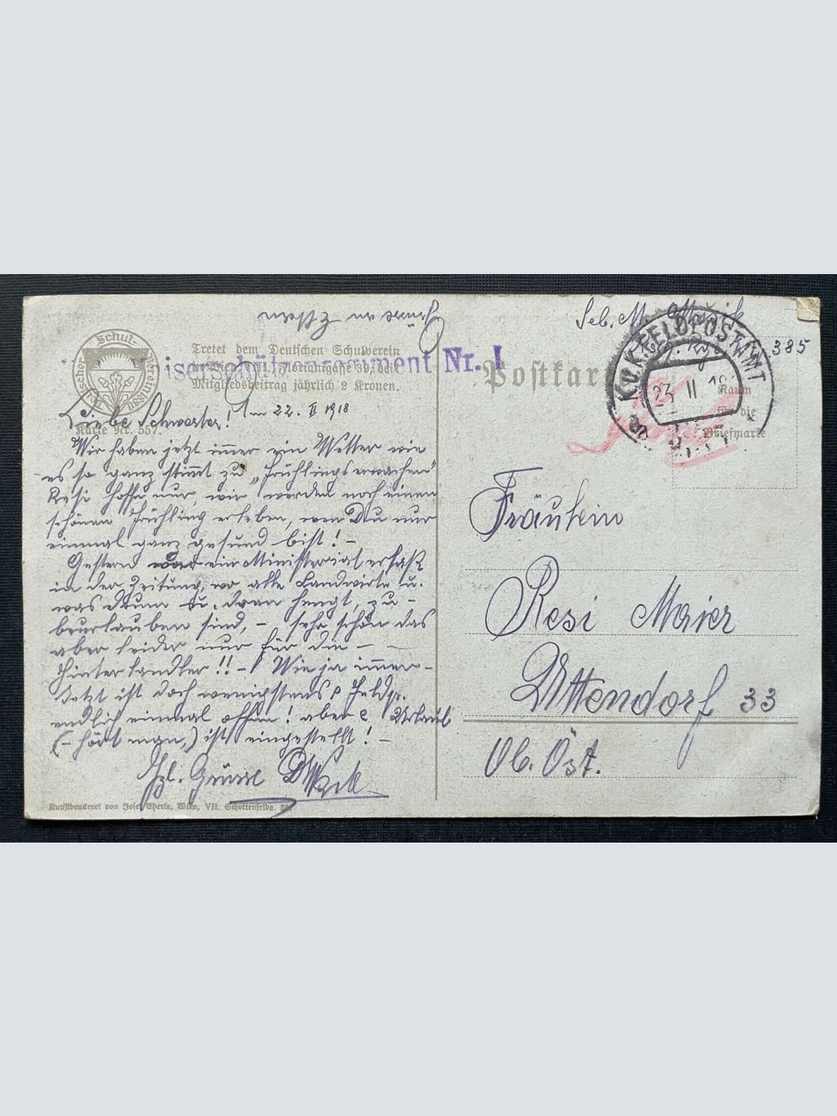 Deutscher Schulverein Im Purpurschein Noten Lied Handschlag Mann Anzug 400328 TH