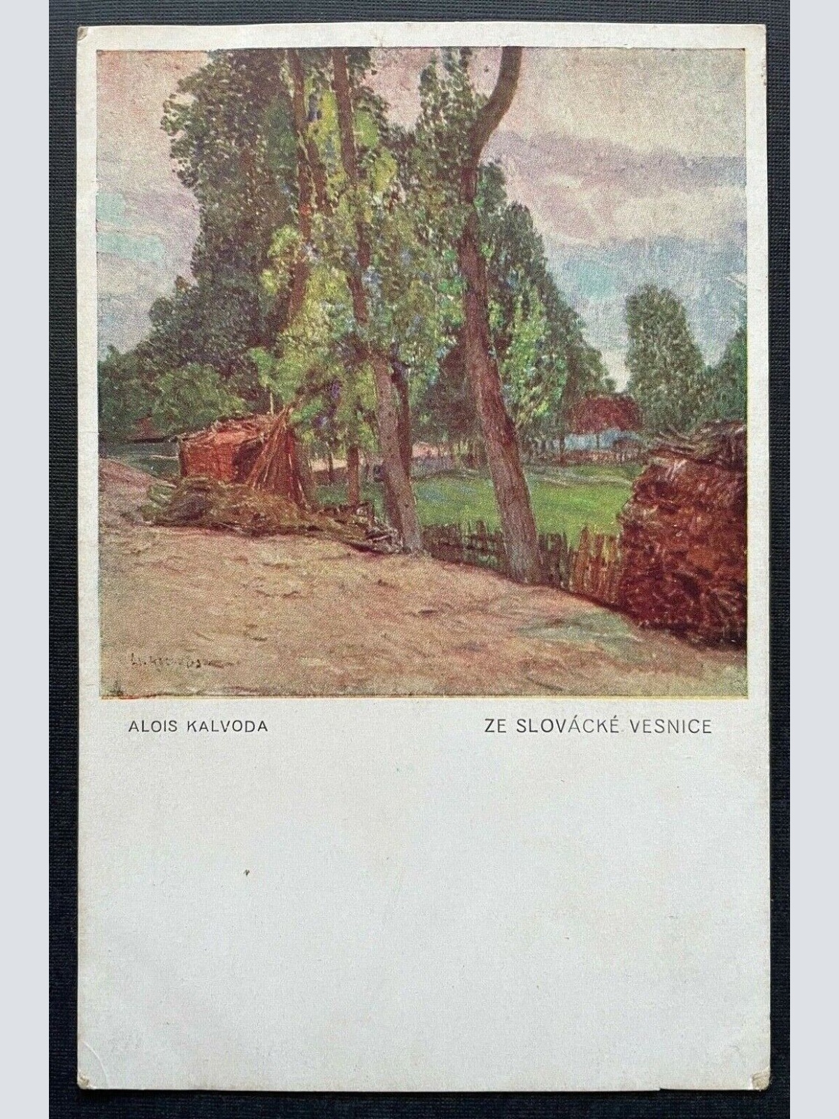 Malerei Ze slovácké vesnice Slowakisches Dorf A.Kalvoda Wald Garten 400254 TH