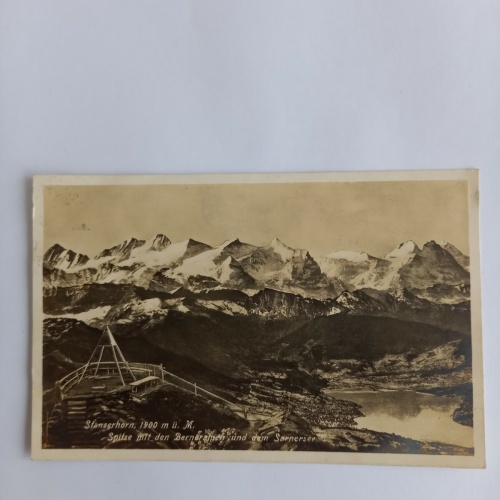 Schweiz Stanserhorn Spitze mit den Berneralpen 671