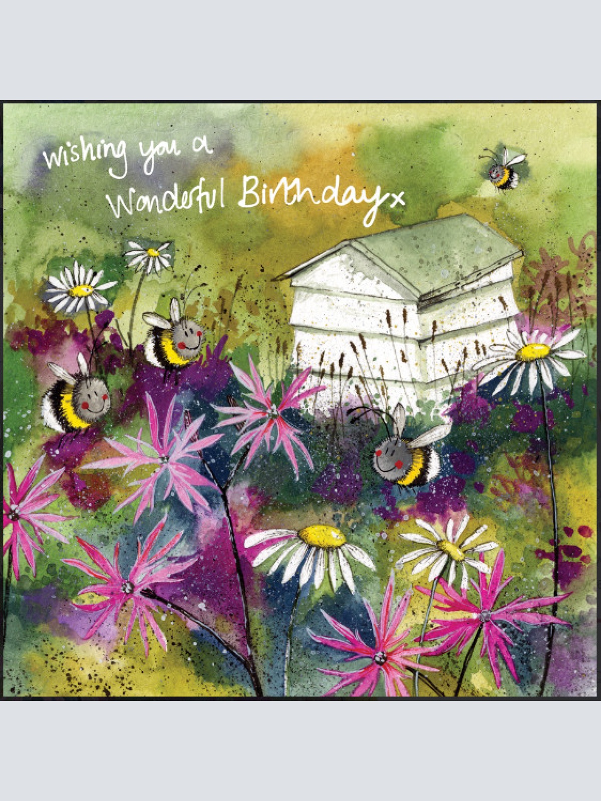 Alex Clark Blumenwiese Bienen zum Geburtstag 140x140 mm incl. Umschlag  0031