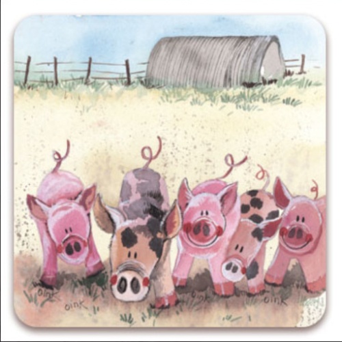Alex Clark Karte Schweine Five little Pigs 140x140 mm incl. Umschlag 0040