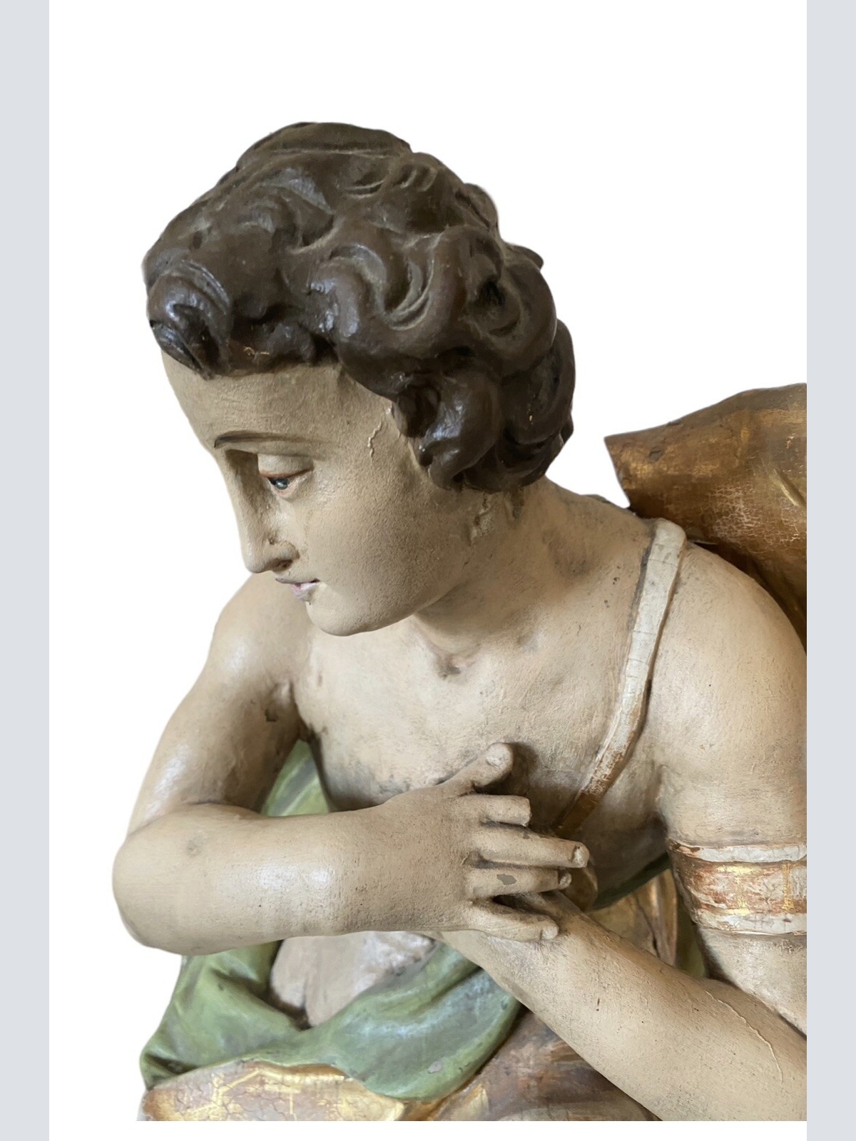 Großer Anbetungs Engel Holzengel Um 1900 Oder früher H 65 B 95 T 45