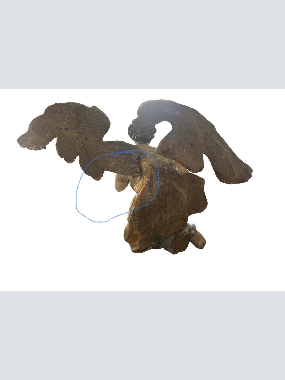 Großer Anbetungs Engel Holzengel Um 1900 Oder früher H 65 B 95 T 45