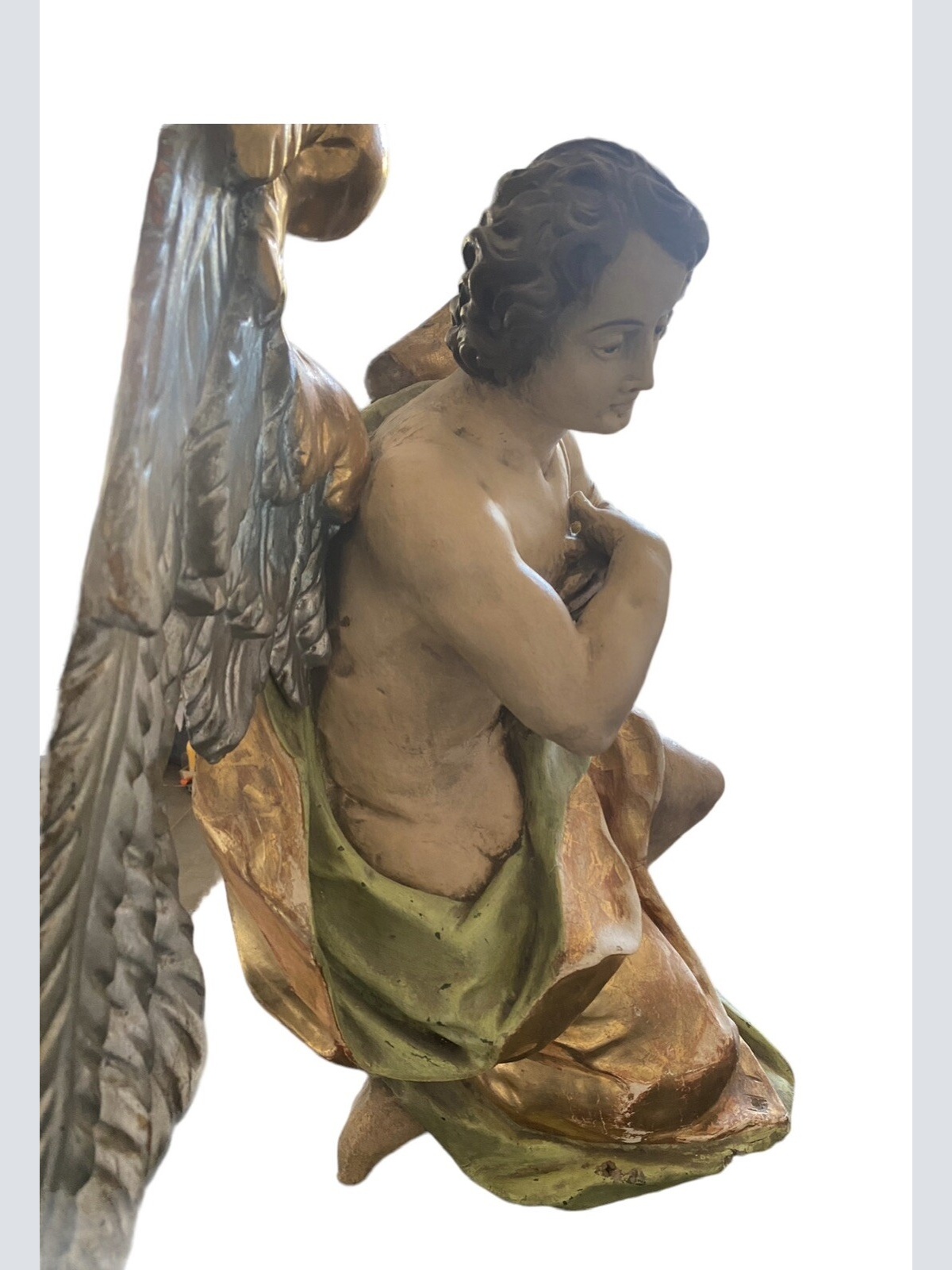 Großer Anbetungs Engel Holzengel Um 1900 Oder früher H 65 B 95 T 45