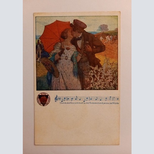 Deutscher Schulverein - Küssendes Paar / Künstlerkarte 500029A gr D