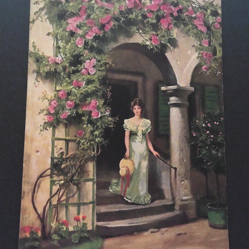 Dame unbekannt Hauseingang Rosen JW 500428 C