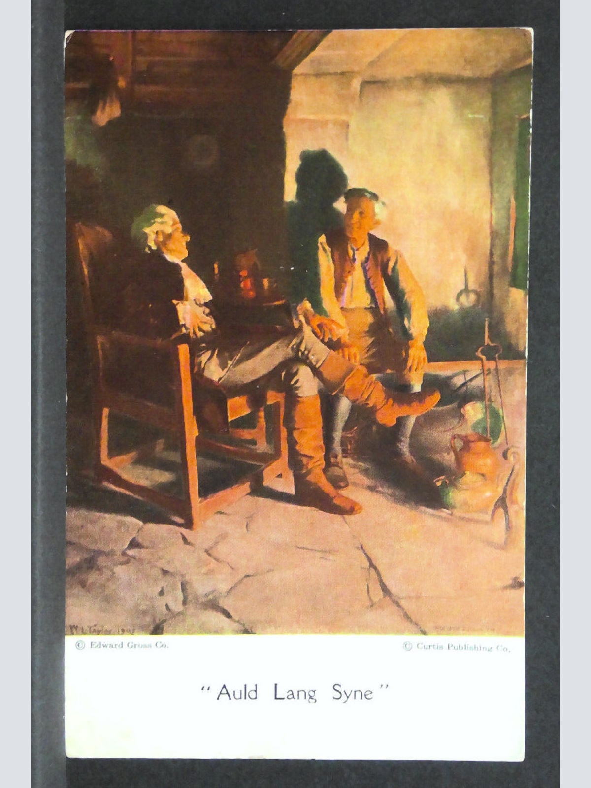 Auld Lang Syne Künstlerkarte Gemälde Männer Kamin 140404 jw J
