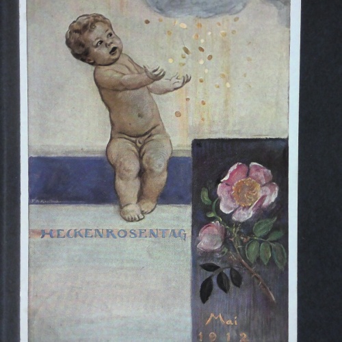 Heckenrosentag Baby Goldmünzenregen F A v Kaulbach Künstlerkarte 500219 jw J