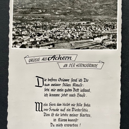 Grüsse a. Achern Hornisgrinde Stadt Spruch BadenWürttemberg Deutschland 401087 A
