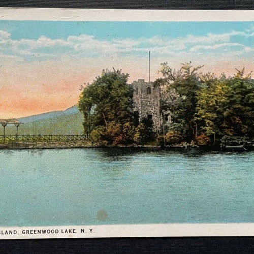 Chapel Island Greenwood Lake New York Insel See Brücke Wald USA 401038 TH A