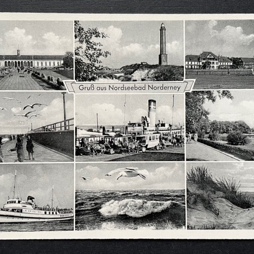 Gruß aus Nordseebad Norderney Collage Schiff Niedersachsen Deutschland 400992 A