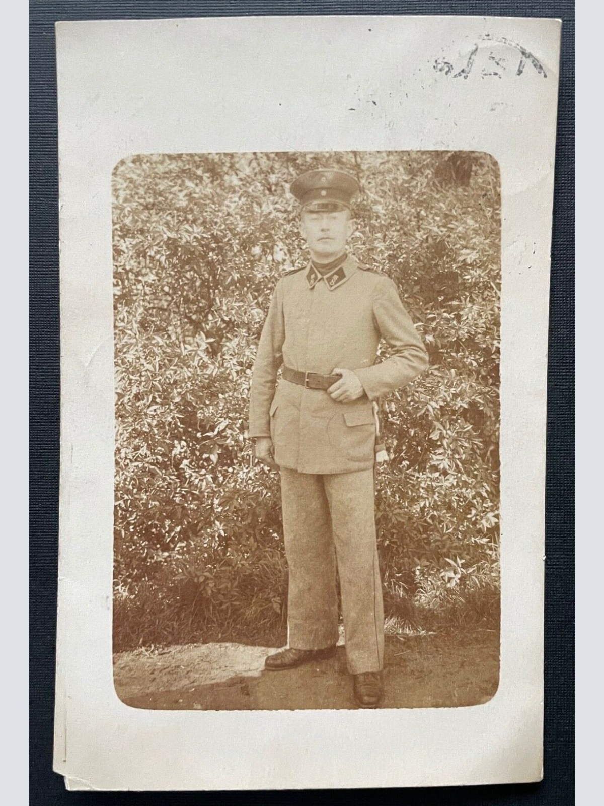 Porträt Soldat Uniform Schirmmütze Kragen Gürtel Militär Krieg 401041 TH A