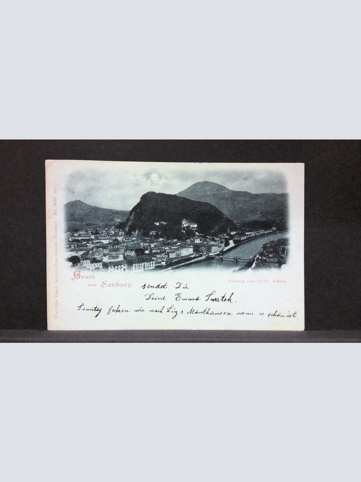 Gruss aus Salzburg vom Elektrischen Aufzug Mondkarte JW5886