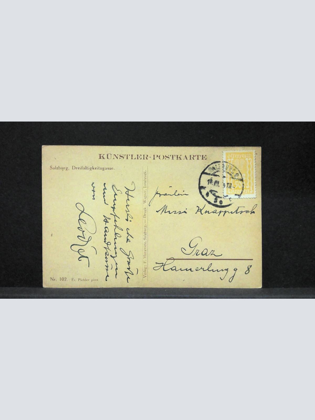 Salzburg Dreifaltigkeitsgasse Zeichnung Künstlerkarte JW165750