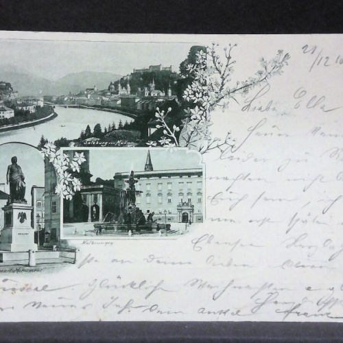 Salzburg Hofbrunnen Mozart Monument Salzburg aus Mülln JW5816