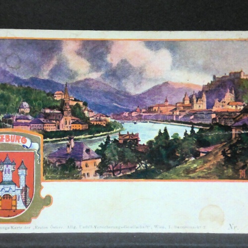 Salzburg Salzach Zeichnung Künstlerkarte JW21541