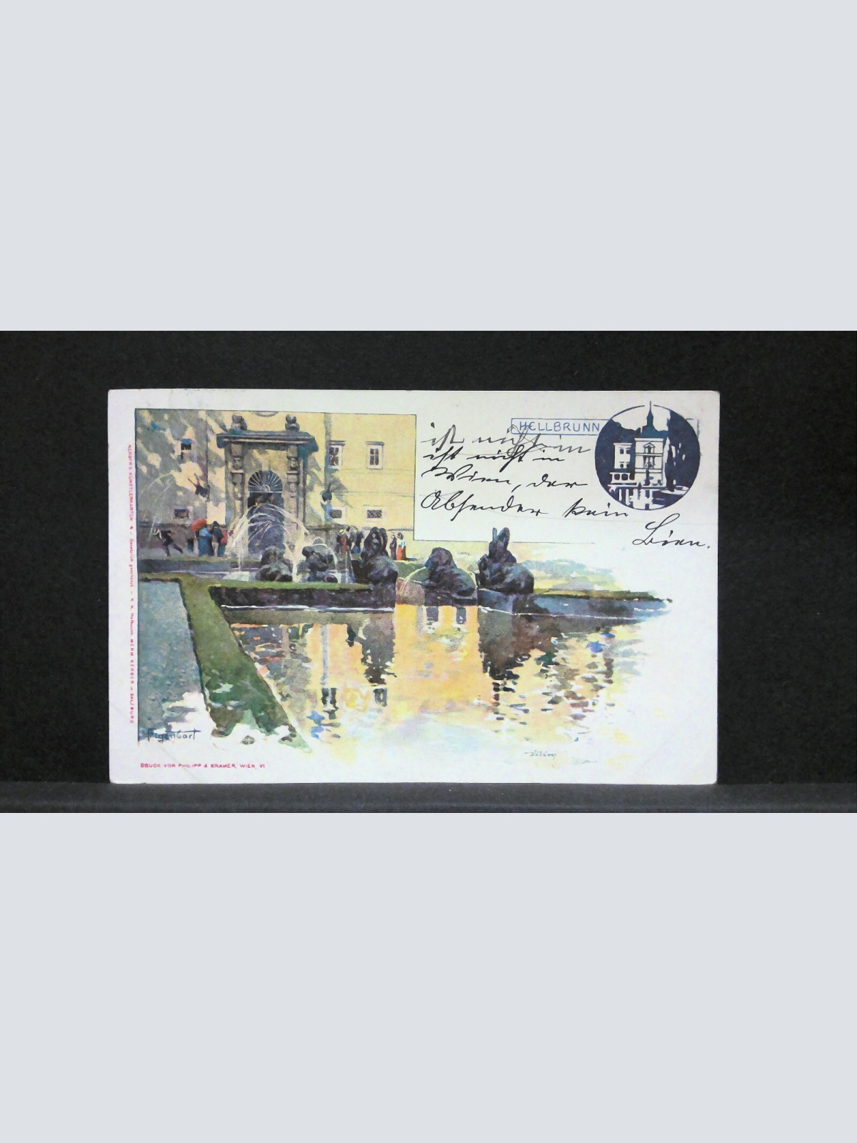 Salzburg Hellbrunn Zeichnung Künstlerkarte JW212