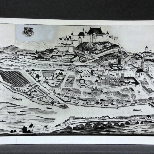 Salzburg Zeichnung Schloss Hohensalzburg JW5681