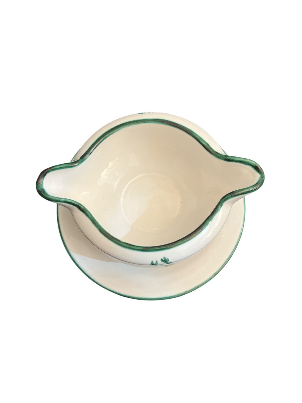 Gmundner Keramik Grüner Hirsch Sauciere mit Unterteller