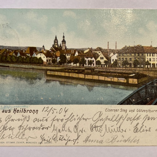 Gruss aus Heilbronn Eiserner Steg und Götzenthurm 84005 A