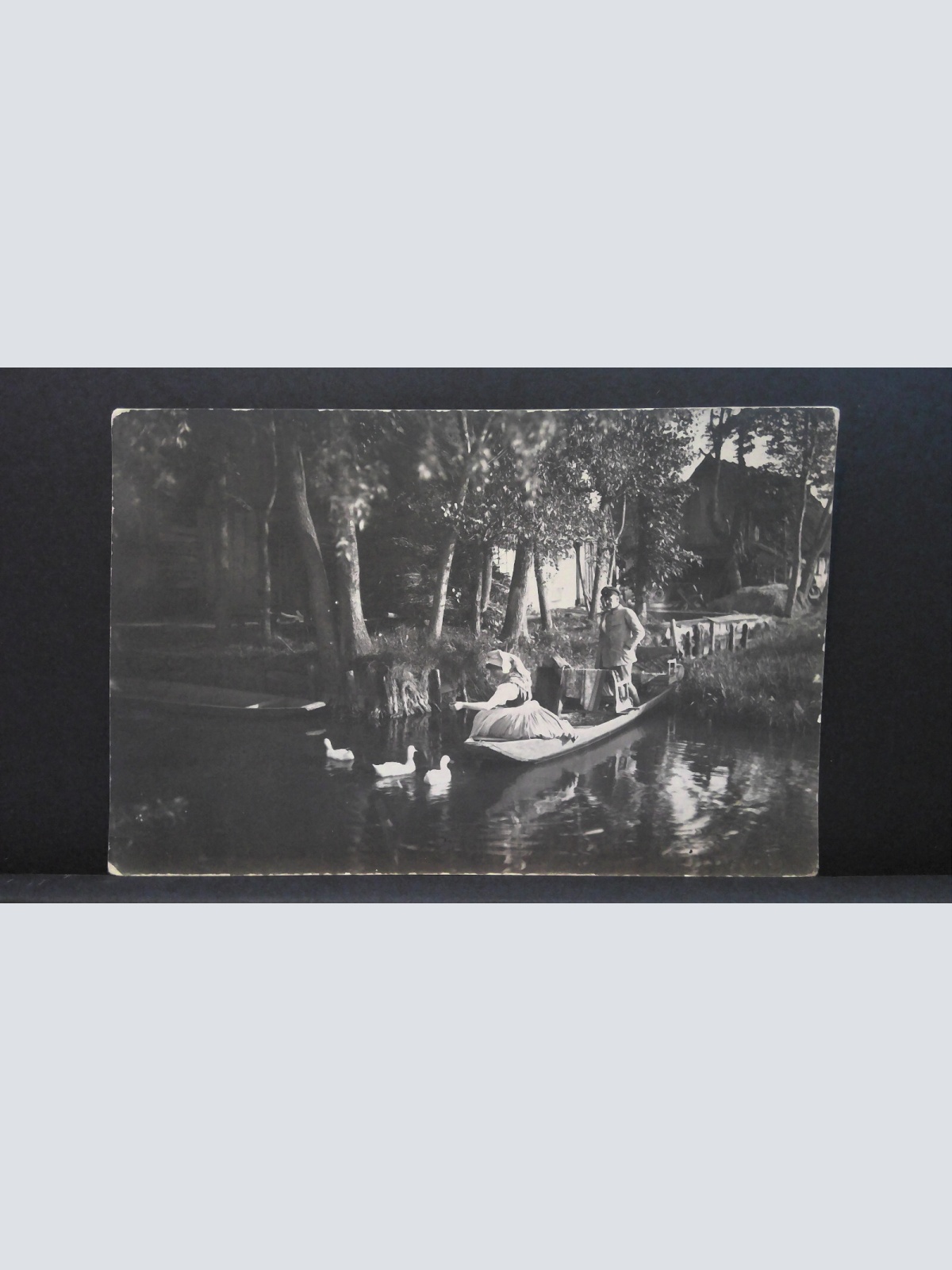 Bäurin Boot Fähre Mann Gänse Fluss See JW 650469 C