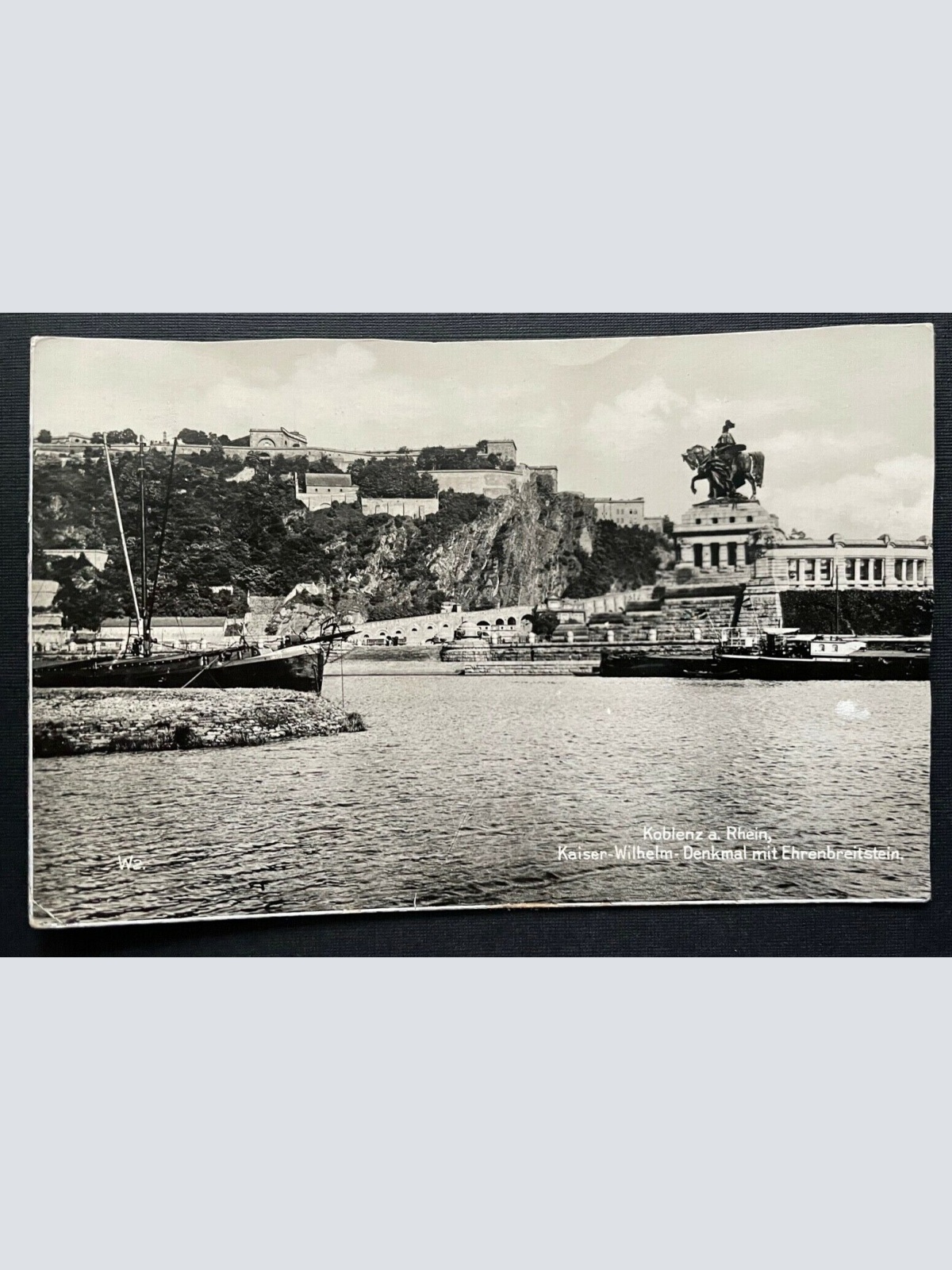 Koblenz Rhein Kaiser-Wilhelm-Denkmal Schiff Rheinland-Pfalz Deutschland 401009 A