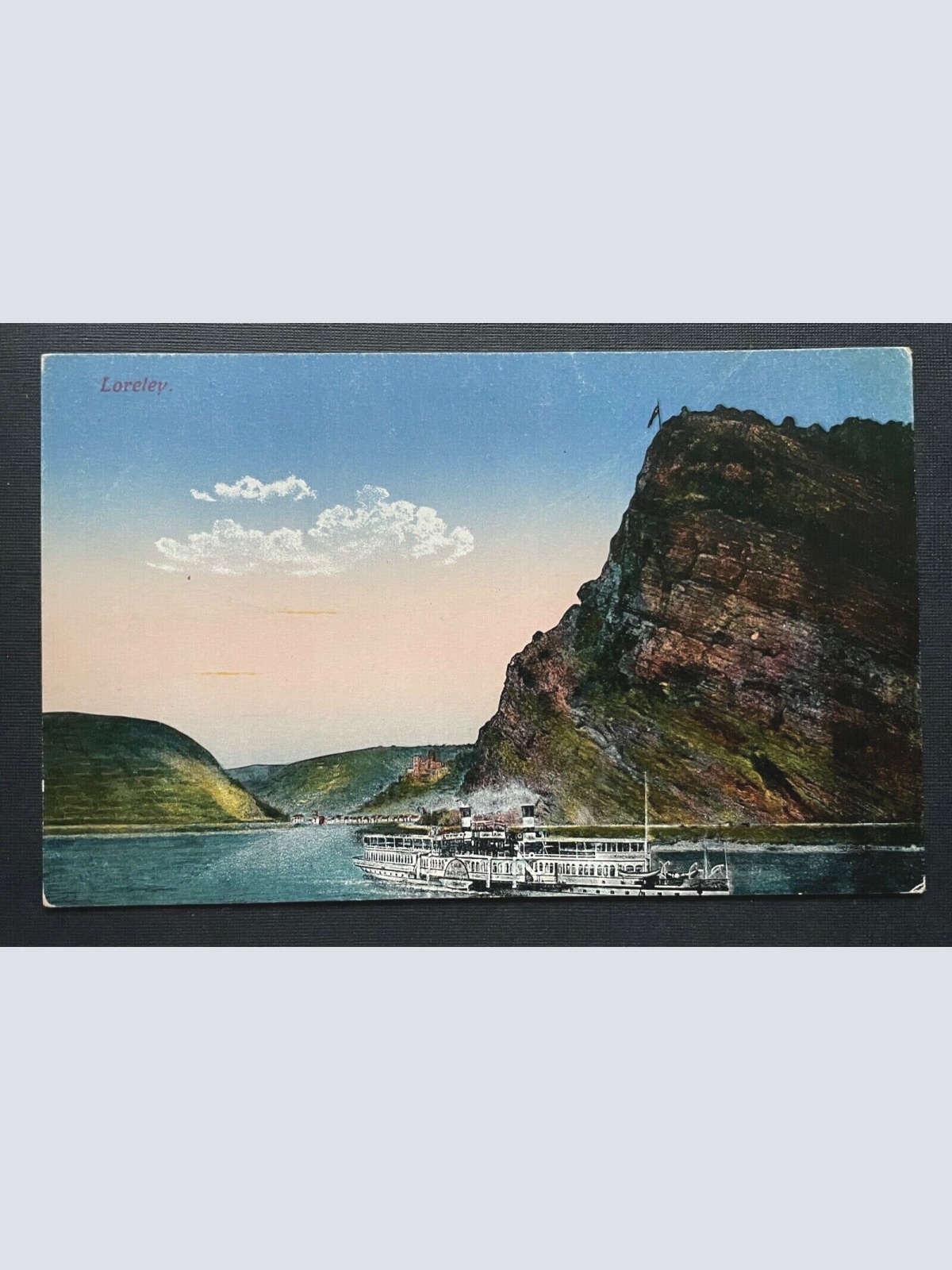 Loreley Nordsee Felsen Dampfschiff Wolken Rheinland-Pfalz Deutschland 401035 TH