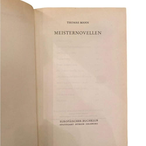 1842 Thomas Mann MEISTERNOVELLEN: Gefallen, Der kleine Herr Friedemann, ... HC