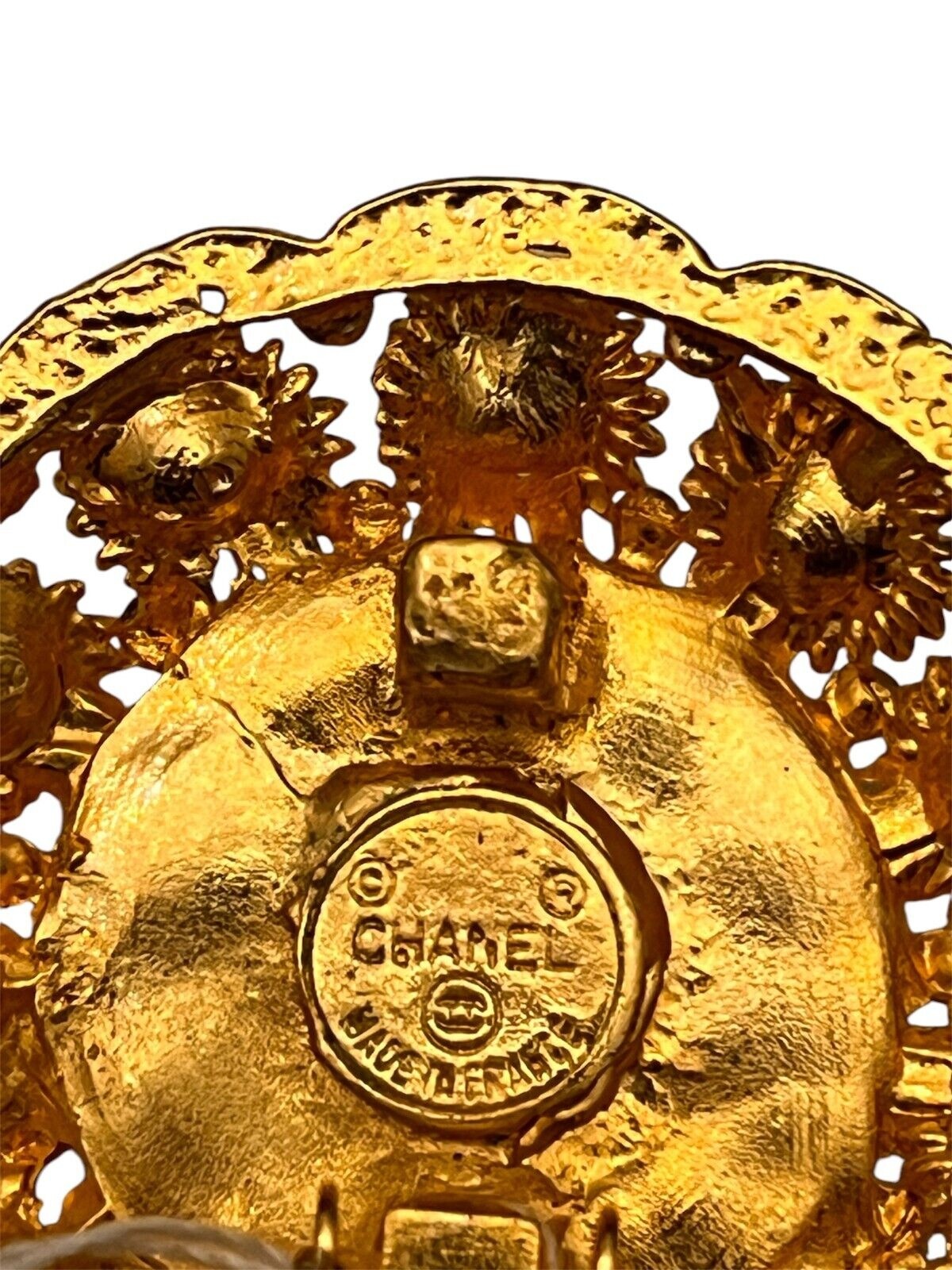 Ohr-Clips Vintage von Chanel 38mm Durchm. mit Multicolor Steinen  R0012